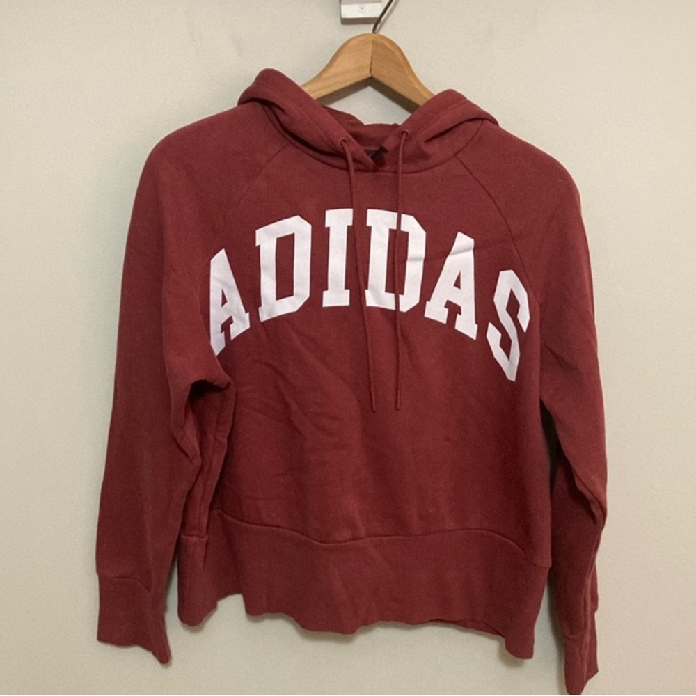 Adidas Women’s Hoodie Sweatshirt, Size Medium, Burgundy and White